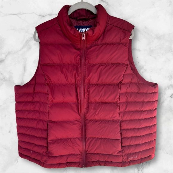 Lands’ End Red Down Puffer Vest sz 2X (20W-22W) , 011 - Picture 1 of 2